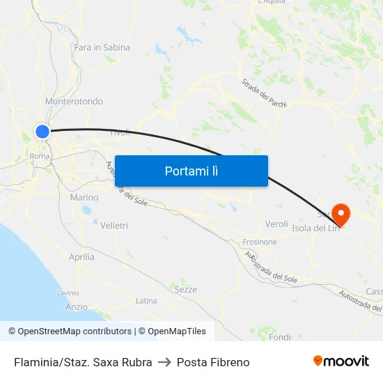 Flaminia/Staz. Saxa Rubra to Posta Fibreno map