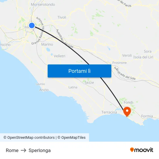 Rome to Sperlonga map