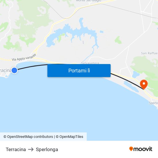 Terracina to Sperlonga map