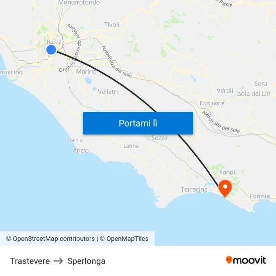 Trastevere to Sperlonga map