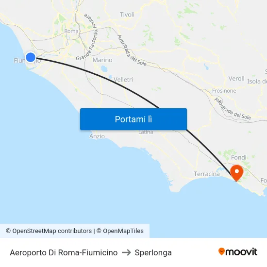 Aeroporto Di Roma-Fiumicino to Sperlonga map
