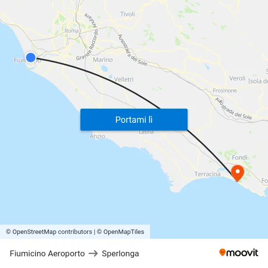 Fiumicino Aeroporto to Sperlonga map