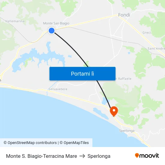 Monte S. Biagio-Terracina Mare to Sperlonga map