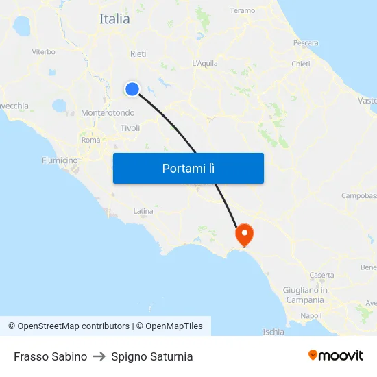 Frasso Sabino to Spigno Saturnia map