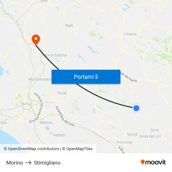 Morino to Stimigliano map
