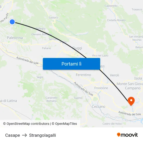Casape to Strangolagalli map