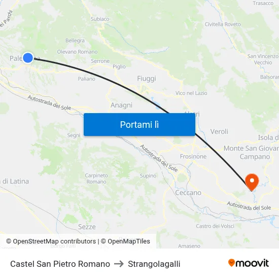 Castel San Pietro Romano to Strangolagalli map
