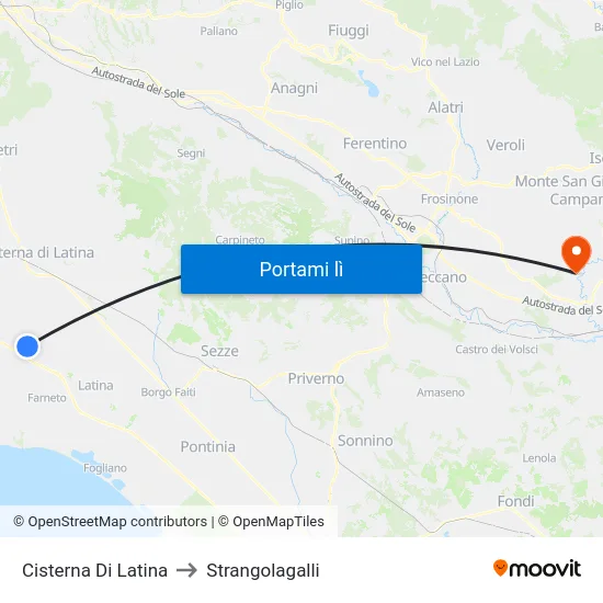 Cisterna Di Latina to Strangolagalli map