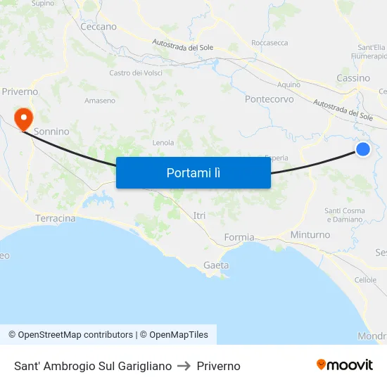 Sant' Ambrogio Sul Garigliano to Priverno map