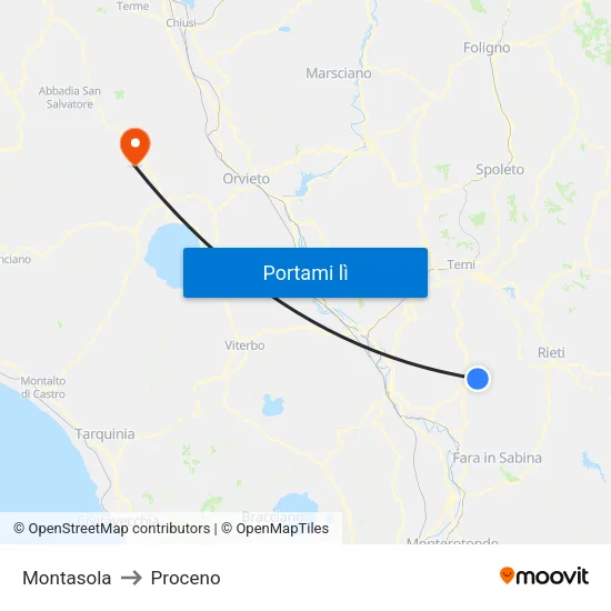 Montasola to Proceno map