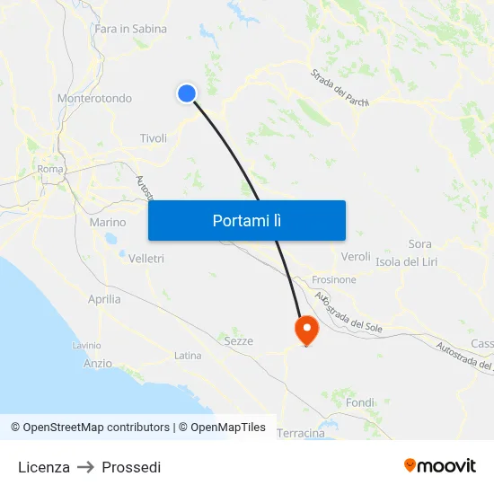 Licenza to Prossedi map