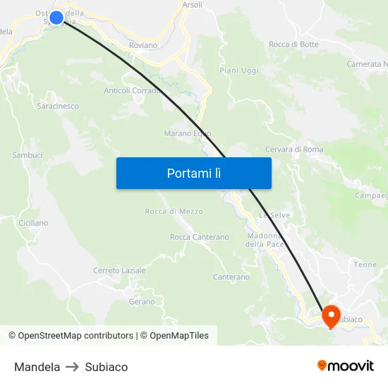 Mandela to Subiaco map