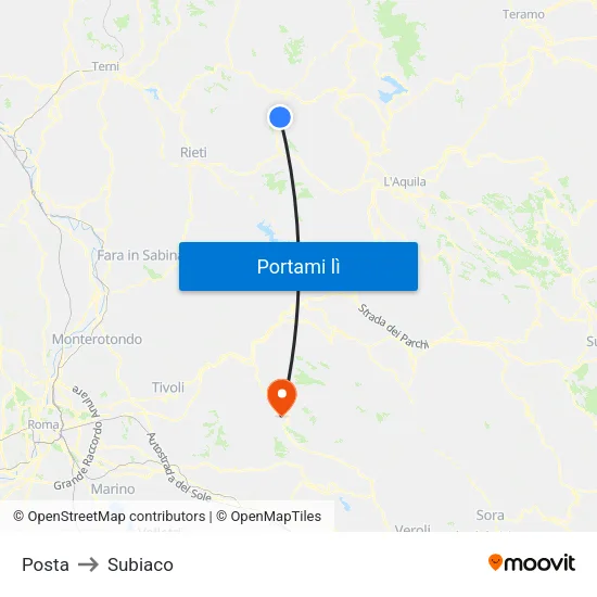 Posta to Subiaco map