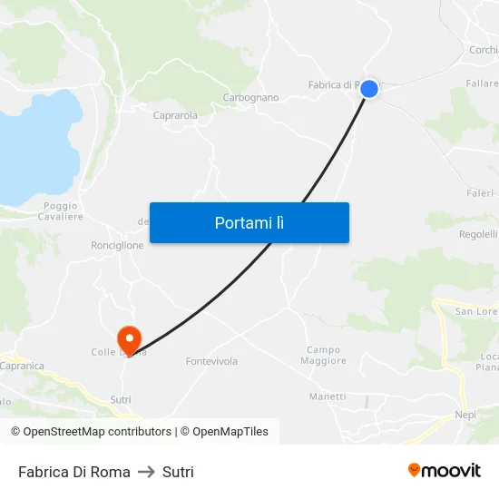Fabrica Di Roma to Sutri map