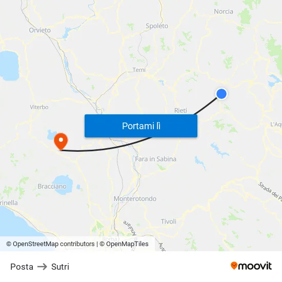 Posta to Sutri map