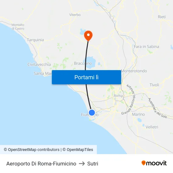 Aeroporto Di Roma-Fiumicino to Sutri map