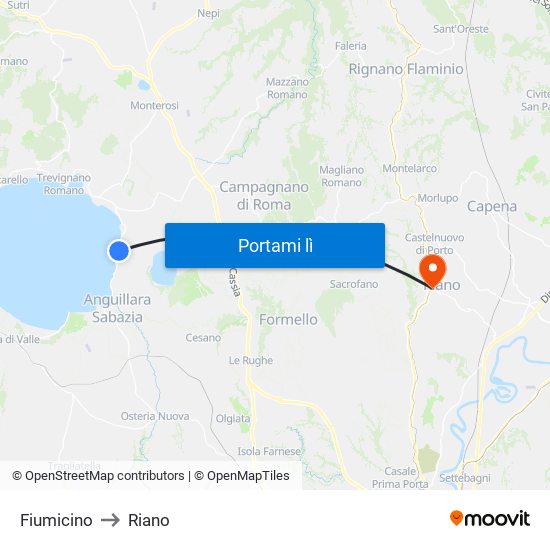 Fiumicino to Riano map