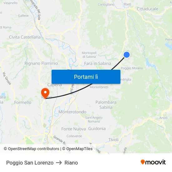 Poggio San Lorenzo to Riano map