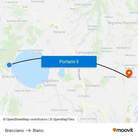 Bracciano to Riano map