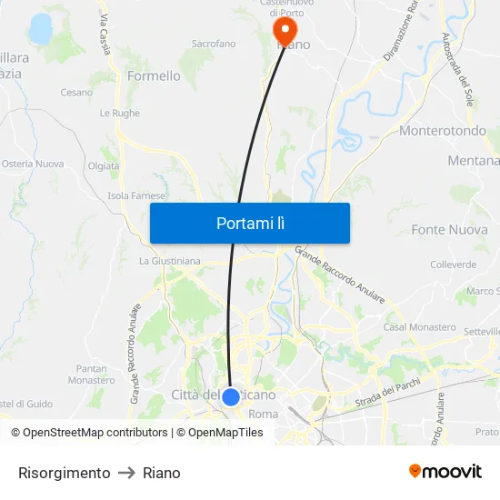 Risorgimento to Riano map