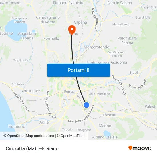 Cinecittà (Ma) to Riano map