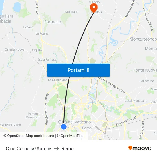 C.ne Cornelia/Aurelia to Riano map