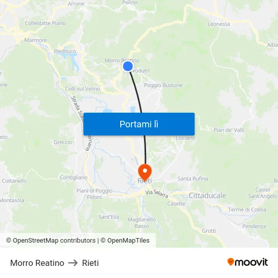 Morro Reatino to Rieti map