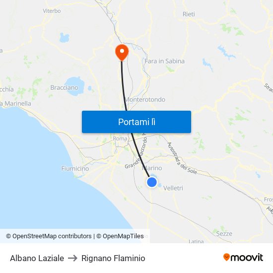 Albano Laziale to Rignano Flaminio map