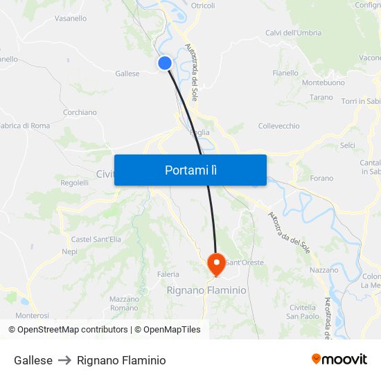 Gallese to Rignano Flaminio map
