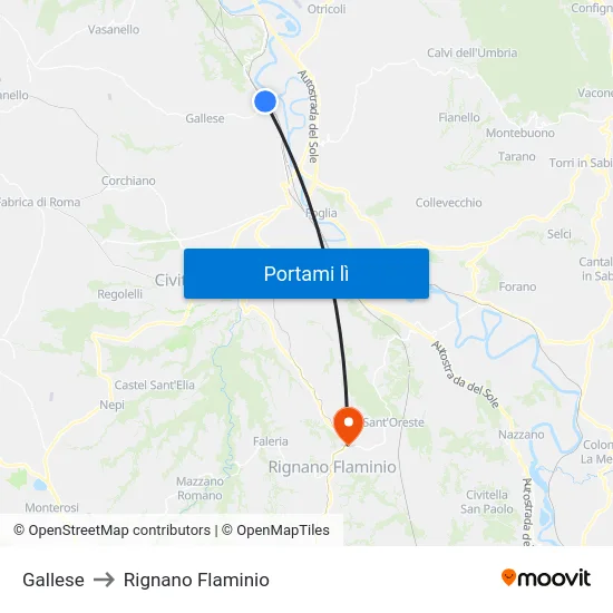 Gallese to Rignano Flaminio map