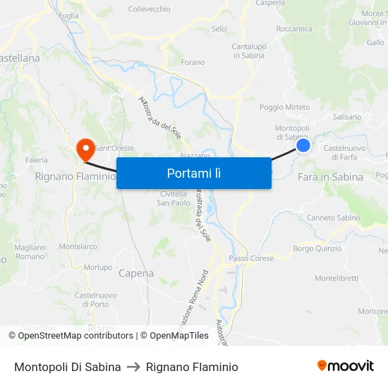 Montopoli Di Sabina to Rignano Flaminio map