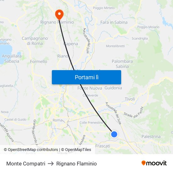 Monte Compatri to Rignano Flaminio map