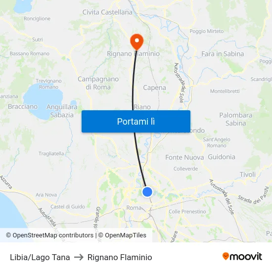 Libia/Lago Tana to Rignano Flaminio map