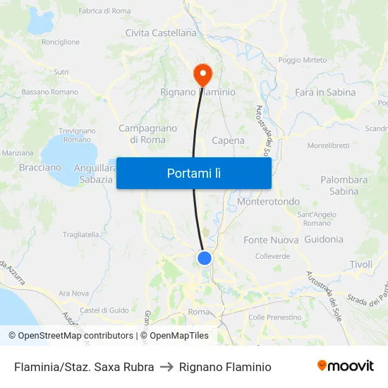 Flaminia/Staz. Saxa Rubra to Rignano Flaminio map