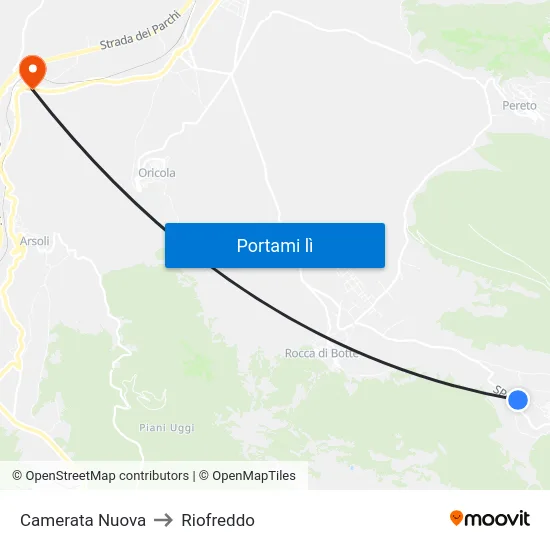 Camerata Nuova to Riofreddo map