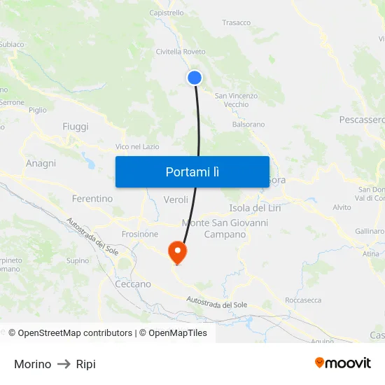 Morino to Ripi map
