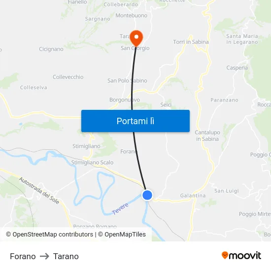 Forano to Tarano map