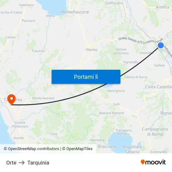 Orte to Tarquinia map