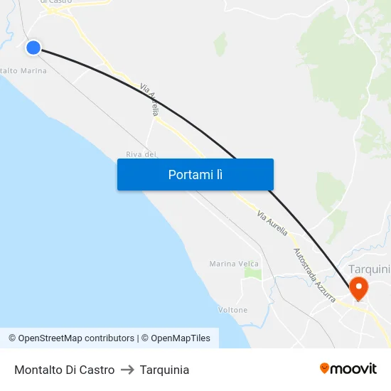 Montalto Di Castro to Tarquinia map