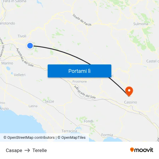 Casape to Terelle map