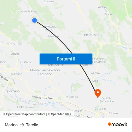 Morino to Terelle map