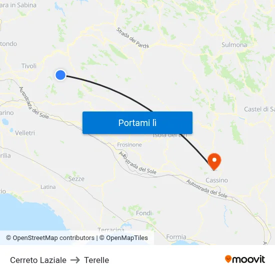 Cerreto Laziale to Terelle map