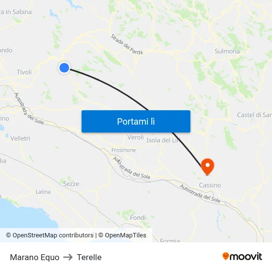 Marano Equo to Terelle map