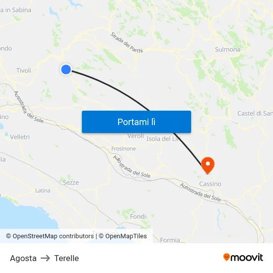 Agosta to Terelle map