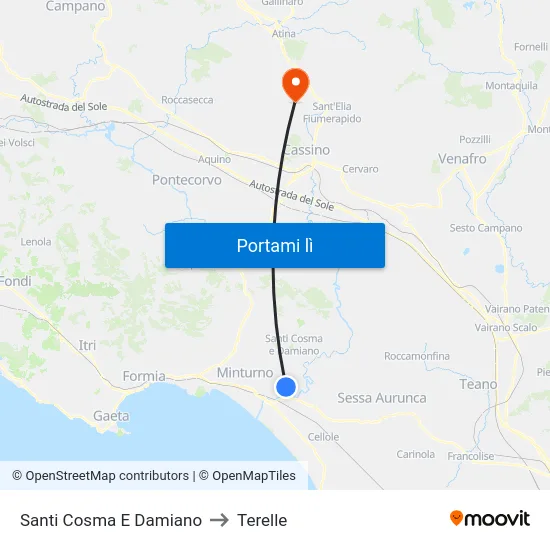 Santi Cosma E Damiano to Terelle map
