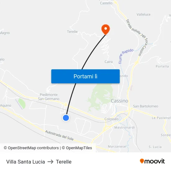 Villa Santa Lucia to Terelle map