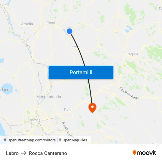 Labro to Rocca Canterano map