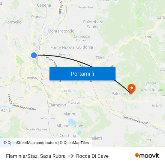 Flaminia/Staz. Saxa Rubra to Rocca Di Cave map