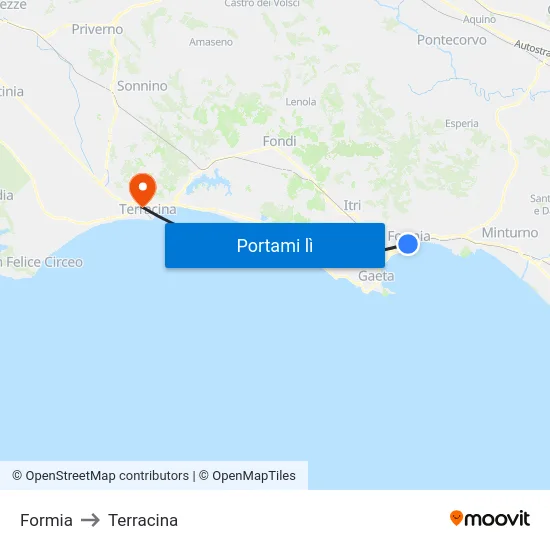 Formia to Terracina map