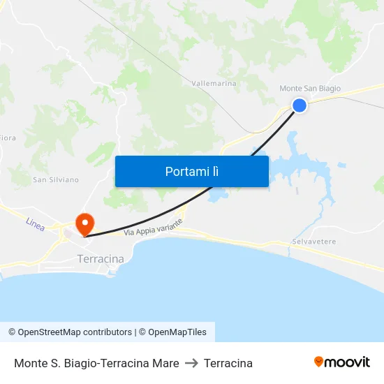 Monte S. Biagio-Terracina Mare to Terracina map